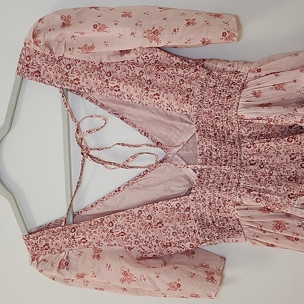 American EAGLE Y2K Baby Doll Ruffled  Floral Pink Dress Size Small - Picture 9 of 16